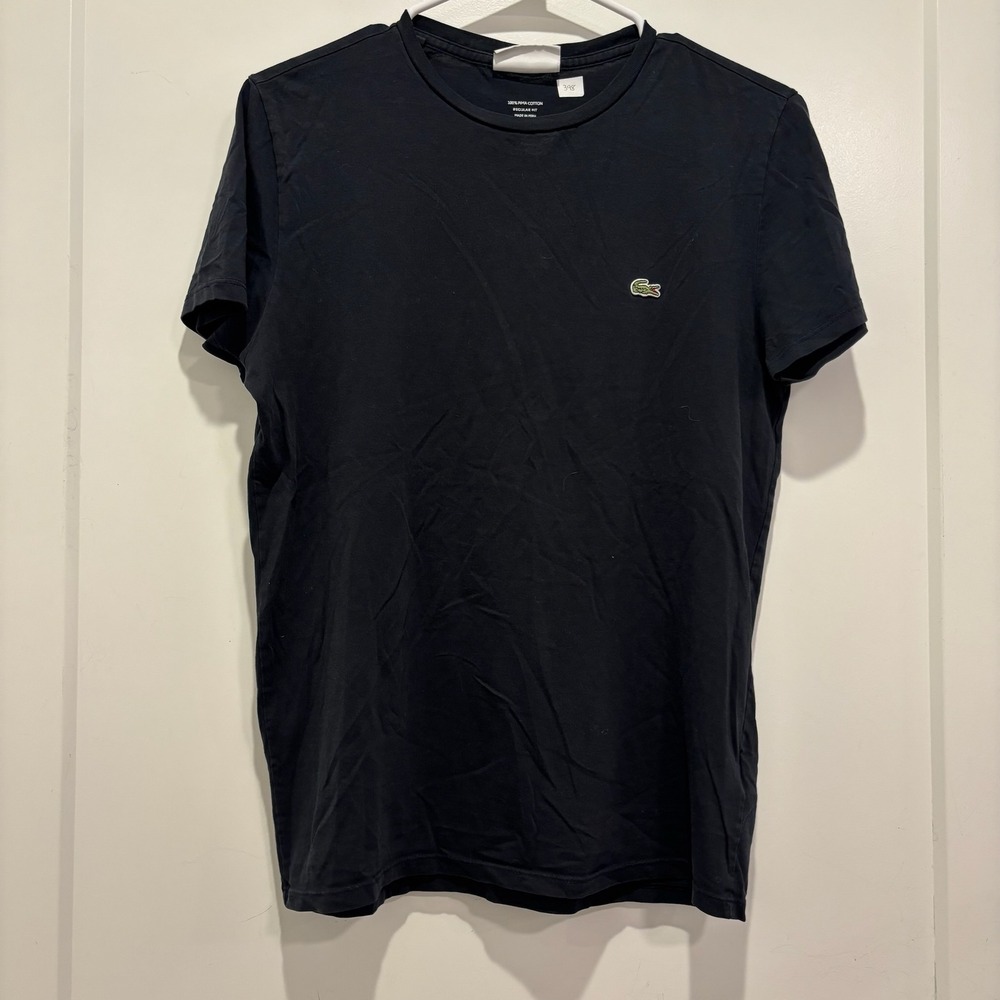 Lacoste Mens Pima Cotton Regular Fit T-Shirt Black Size S FR 3 TH6709